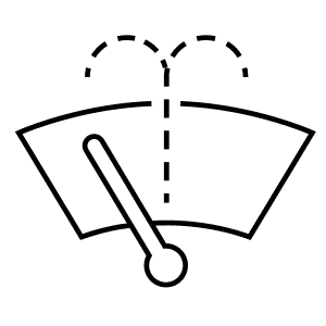 Windshield washer fluid indicator icon, suggesting fluid level or usage in a vehicle.