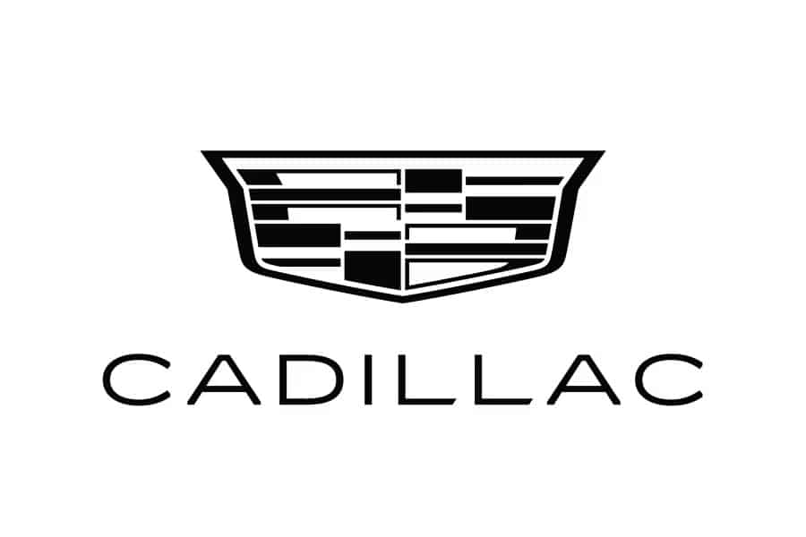 Cadillac logo featuring a stylized crest above the brand name in bold letters.