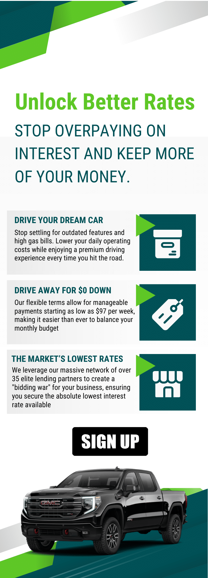 Grand opening event flyer with vehicle appraisals, financing offers, and a showcase of cars.